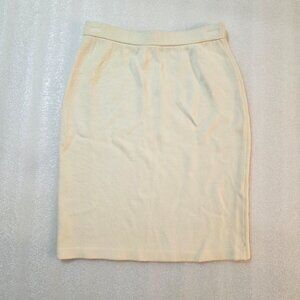 St. John Collection Knit Cream Pencil Skirt Elastic Waist Size 2 Fall 2007